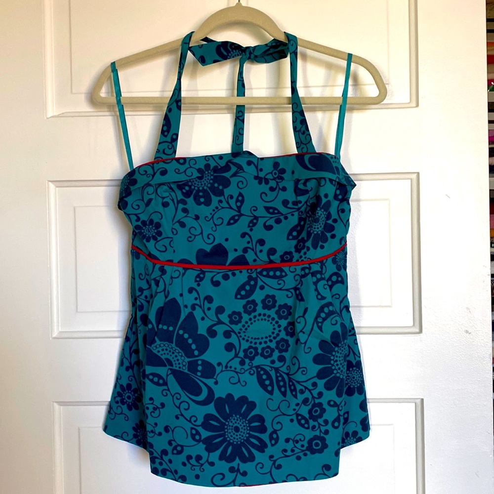 Anthropologie FEI Halter Top Floral Retro